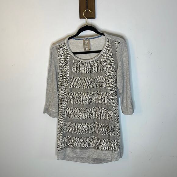 DOLAN Gray Woven / Knit 3/4 Sleeve Mini Dress / Tunic Top Size Medium - Picture 1 of 8